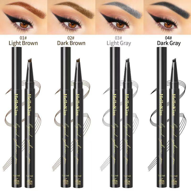 Eyebrow Pen with Micro-fork Tip Applicator, 4 Counts/set Long Lasting Waterproof Eyebrow Pen, Brow Styling Brush, Eye Brow Makeup Tool for Women