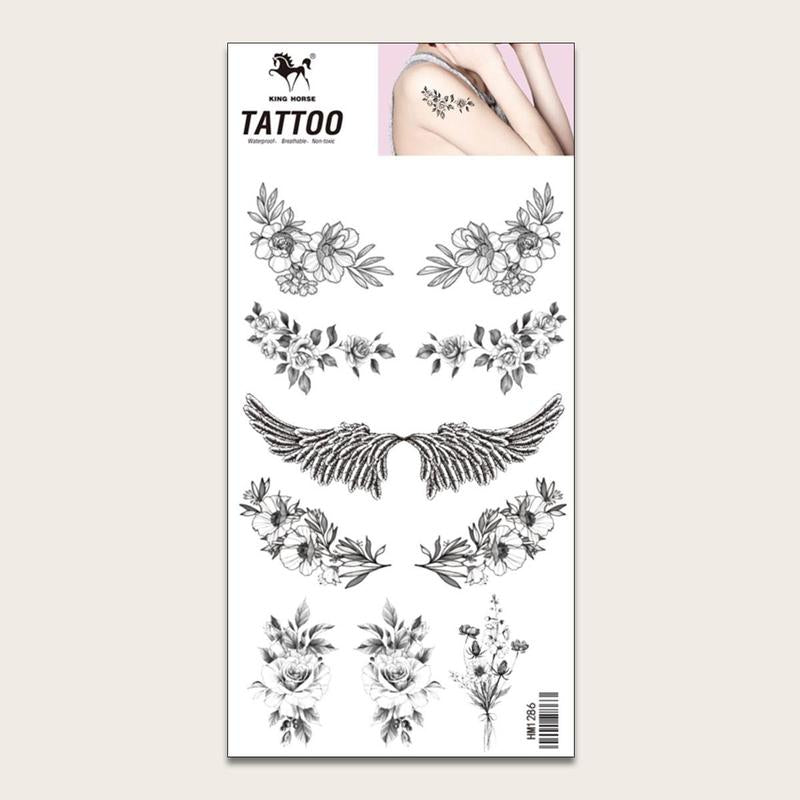 Long Lasting Temporary Tattoos (1 Piece), Flower Pattern Tattoo Stickers For Party Makeup Show