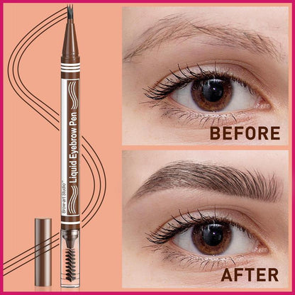 iMethod  Eyebrow Pen - Eyebrow Pencil 2-in-1 Dual-Ended Eye Brow Pencils for Women with 3-Fork-Tip and Spoolie Brush Create Natural Hair-Like Defined Brows, Last All-Day