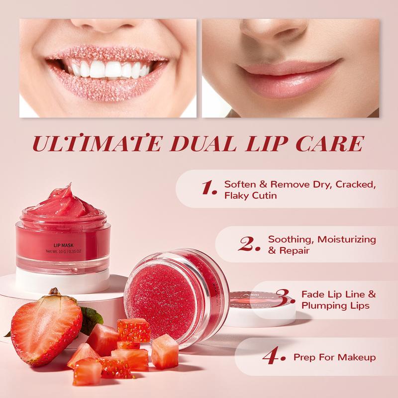 ANAiRUi Berries+VC Lip Care Kit - Lip Mask & Lip Sugar Scrub - Overnight Comfort Hydrating Lip Sleeping Mask & Lip Exfoliator Scrub - Moisturizing Lip Treatment Mask for Dry Chapped Cracked Peel - Lip Repair Moisturizer for Lip Skincare Routine for Women