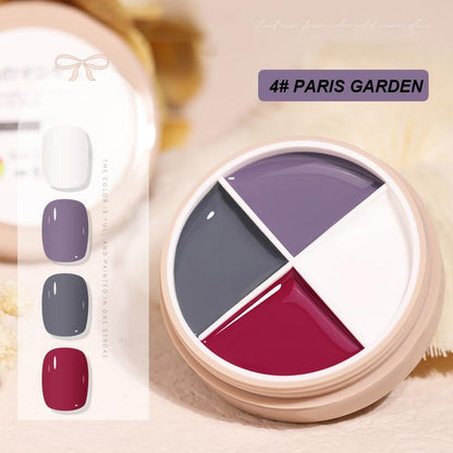 4-Colors Solid Cream Nail Polish Gel Pallet (Come with free brush)