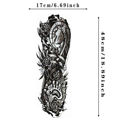 Mechanical Totem Full Arm Temporary Tattoo Sticker (1 Piece), Elegant?Fake Tattoo Sticker, Body Art Decoration For Men & Women