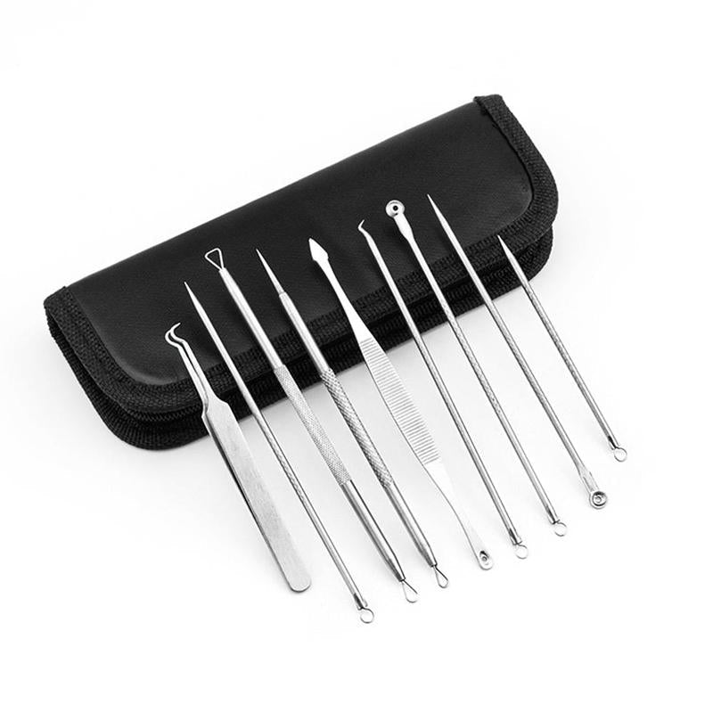 Blackhead Remover Tool Kit, 9pcs Pimple Popper Tool Kit With Storage Bag, Acne Extractor Tool, Face Beauty Skin Care Tool