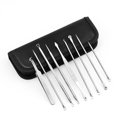 Blackhead Remover Tool Kit, 9pcs Pimple Popper Tool Kit With Storage Bag, Acne Extractor Tool, Face Beauty Skin Care Tool