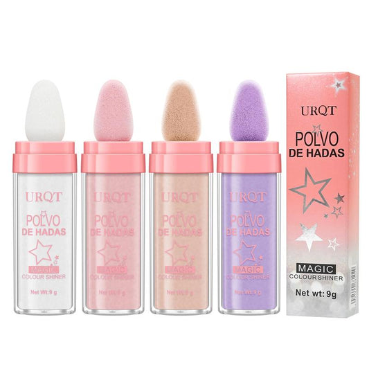 4 Color Polvo De Hadas Fairy Dust Highlight Patting Powder - Full Body Contouring and Clavicle Pearlescent Patting Powder for Face and Eye, Halloween Sparkling Body Glitter Powder (4 Pack)