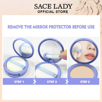 SACE LADY Oil Control Face Powder Matte Waterproof Lasting Setting Powder Face Makeup With Puff 0.35Oz