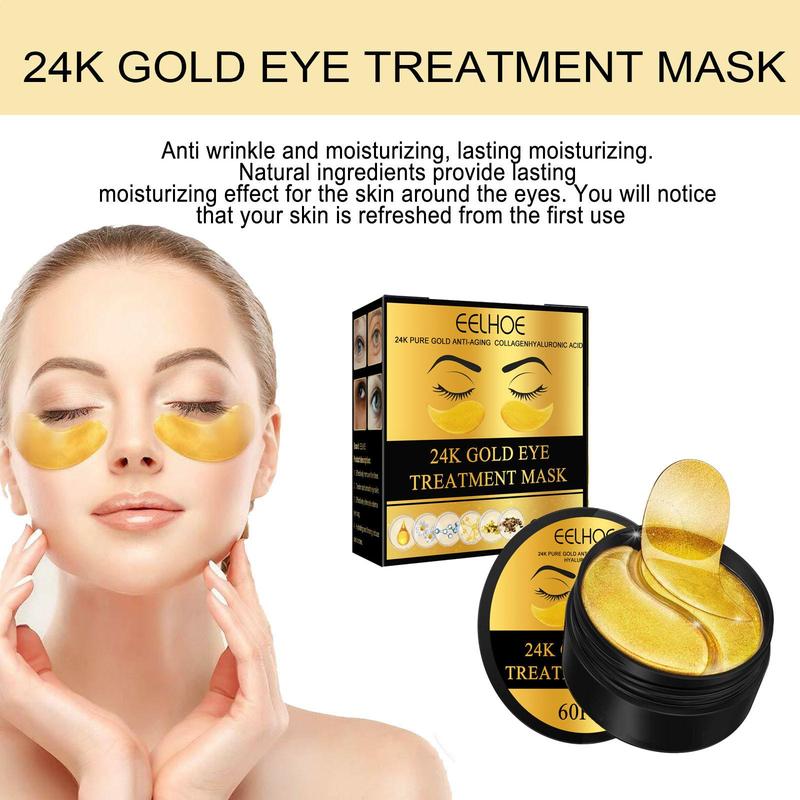 24k Gold Moisturizing Eye Mask, 60pcs/set Tightening and Lifting Eyecare Patch,?Hydrating?Brightening & Firming Eye Sticker, Beauty & Personal Eye Care Product, Skincare Products Skincare Set