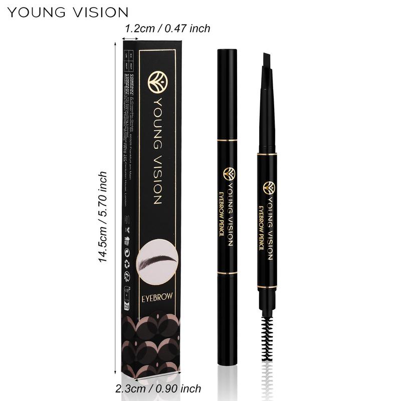 Automatic Rotary Double Head Eyebrow Pencil with Brush, 1 Count Non Smudge, Eye Makeup