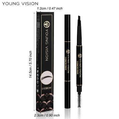 Automatic Rotary Double Head Eyebrow Pencil with Brush, 1 Count Non Smudge, Eye Makeup