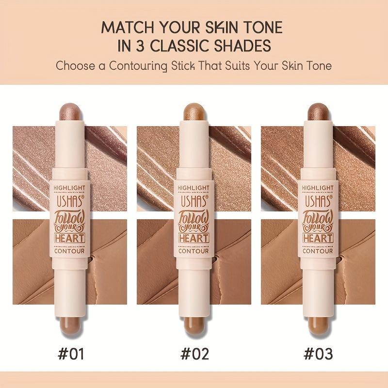 2 in 1 Highlight Contour Stick, Natural Shimmer Makeup Shading Stick, Face Highlighter Bronzer Stick, Face Contouring Stick, Face Makeup Product, Daily Cosmetic