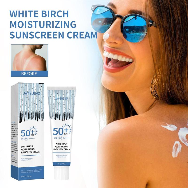 50ml White Birch Sunscreen Cream, 1 Box Moisturizing Oil Control Sunscreen, Facial Sun Care for Summer