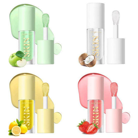 Plumping Lip Oil 4 Packs Hydrating Lip Glow Oil Fruit Extract Lip Gloss Moisturizing Lip Balm and Tinting for Dry Lips