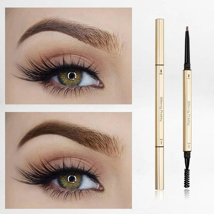 2 In 1 Double Headed Eyebrow Pencil, 1 Count Waterproof Eyebrow Pencil with Eyebrow Brush, Smudge Proof Brow Shaping and Filling Eyebrow Tint Pencil