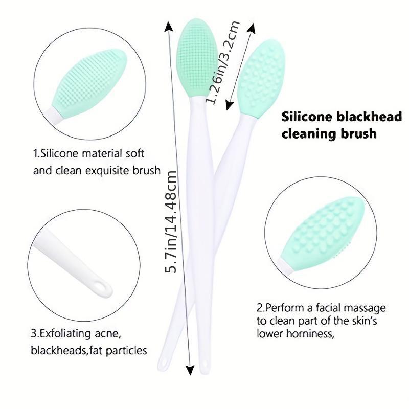 Double-sided Silicone Facial Cleansing Brush, 2 Counts Facial Mask Brush & 2 Counts Facial Cleansing Brush & 2 Counts Nose Cleansing Brush, Facial Skin Care Tool for Daily Use