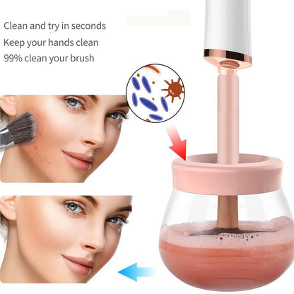 Electric Brush Cleaner Machine, Battery Required Makeup Brush Cleaner Dryer without Batteries, Automatic Brush Cleaner, Makeup Brush Tools, Cosmetic Cleansing Tool