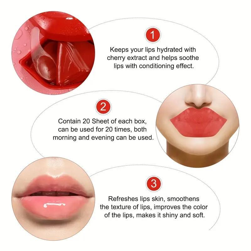 Cherry Moisturizing Plumping Lip Mask, Hydrating Lip Care Mask, Deeply?Hydrate?&?Comfort?Dry Lips, Nourishing Lip Patches, Personal Lip Skin Care Product