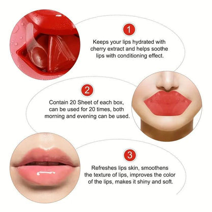 Cherry Moisturizing Plumping Lip Mask, Hydrating Lip Care Mask, Deeply?Hydrate?&?Comfort?Dry Lips, Nourishing Lip Patches, Personal Lip Skin Care Product