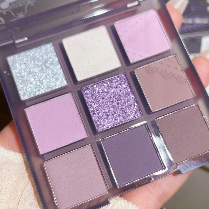 Music Festival Makeup 9 Color Purple Tones?Eyeshadow Palette, Matte Glitter Shimmering Eye Shadow Makeup Palette, High Pigmented Colorful Eye Makeup Product