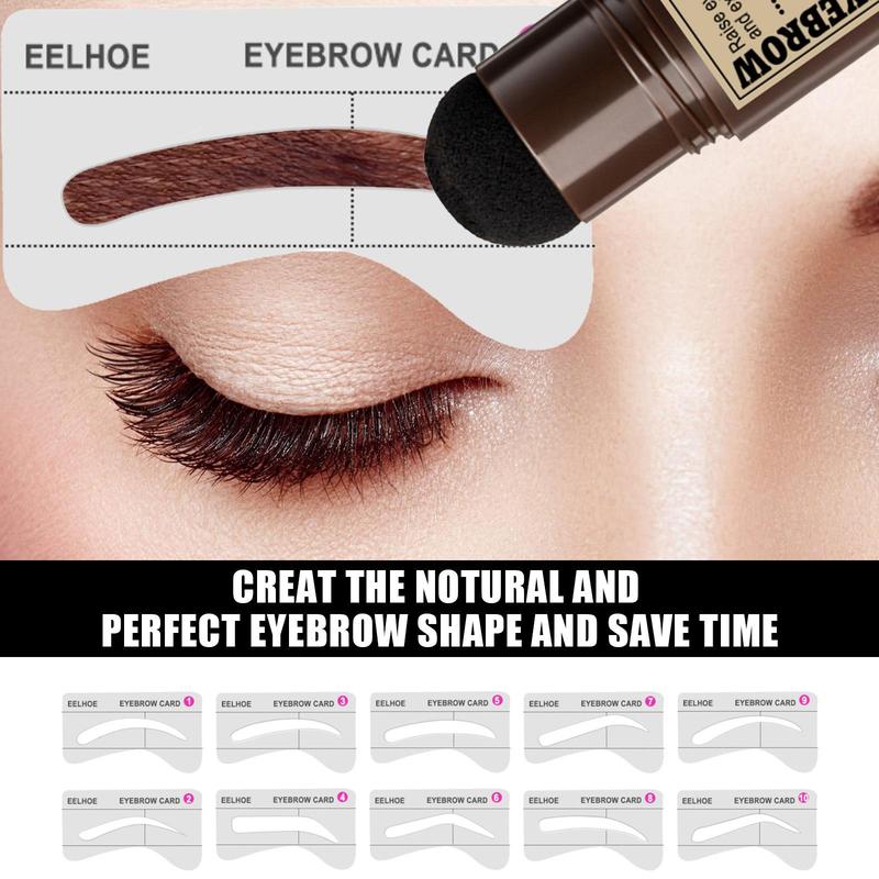 Eyebrow Makeup Sets, Eyebrow Stencil Kit, Including?1 Count?Eyebrow Stamp & 10pcs Eyebrow Card & 2?Counts Brush, Eyebrow Makeup Tool for Women