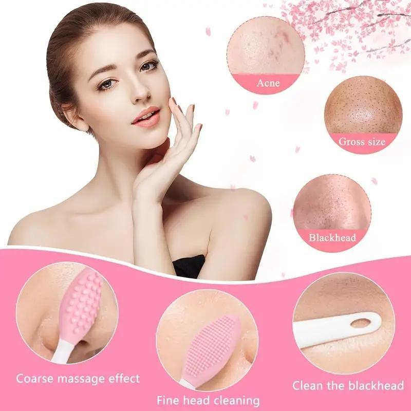 Facial Cleansing Brush, Comfort Manual Massage Nose Cleaning Brush with 3 Soft Bristles, Nose Wash Tool, Makeup Skincare Product, Comfort Hygiene Product