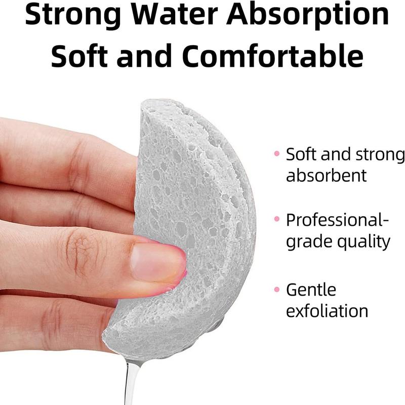 10pcs Natural Compressed Facial Sponge, Facial Cleansing Sponge, Reusable Eco-friendly Round Facial Makeup Cleaning Sponge