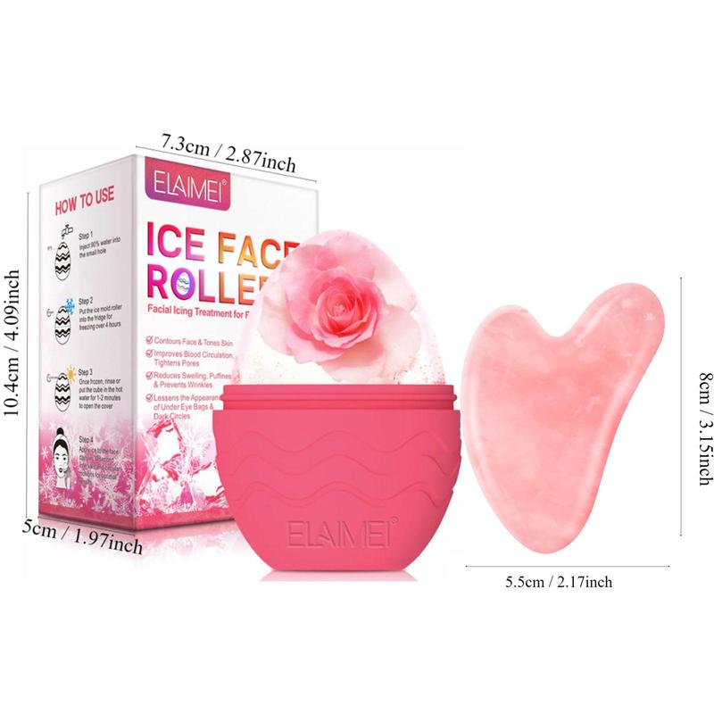 Ice Face Roller & Heart Shaped Gua Sha Board Set, 2pcs/set Facial Beauty Roller Skin Care Massager for Face, Eyes, Neck, Body Muscle Relaxing