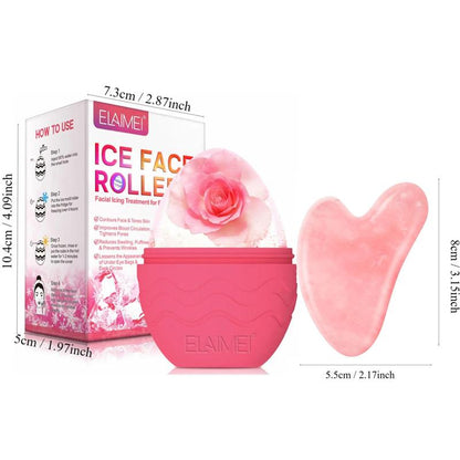 Ice Face Roller & Heart Shaped Gua Sha Board Set, 2pcs/set Facial Beauty Roller Skin Care Massager for Face, Eyes, Neck, Body Muscle Relaxing