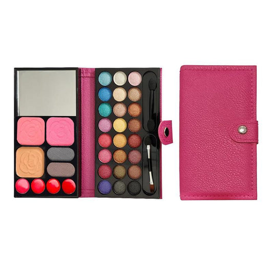 Multi-color Matte & Glitter Eyeshadow Palette with Mirror & Double Ended Applicator Sponge, 1 Count Portable 33 Color Eyeshadow Plate, Professional Full Makeup Set