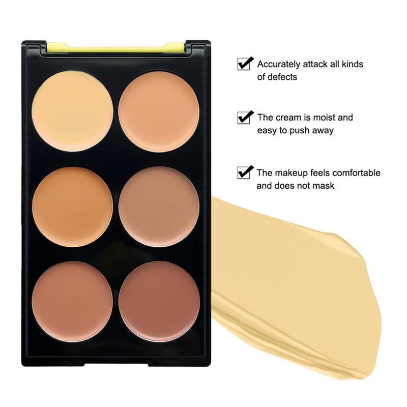 6 Color Concealer Palette, 1 Count Natural Look Concealer Palette, Long Lasting Concealer Palette, Makeup Palette for Women