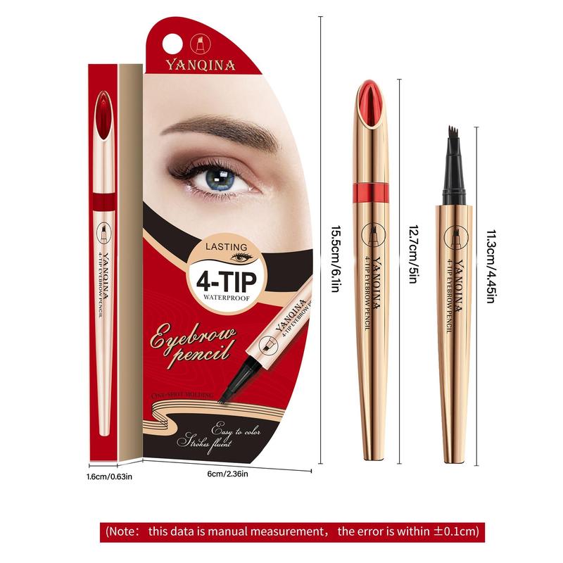 Waterproof Four-Point Eyebrow Pen, 1 Count Long Lasting Eyebrow Pencil, Eye Brow Coloring Pen, Makeup Accessories