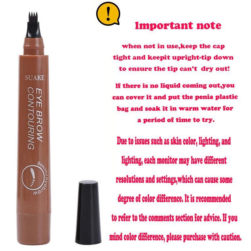 Waterproof Four-tooth Liquid Eyebrow Pencil, Long Lasting Eyebrow Liquid Pencil, Brow Styling Brush, Sweat Proof High Pigmented Brow Pen, Summer Cosmetic Gift