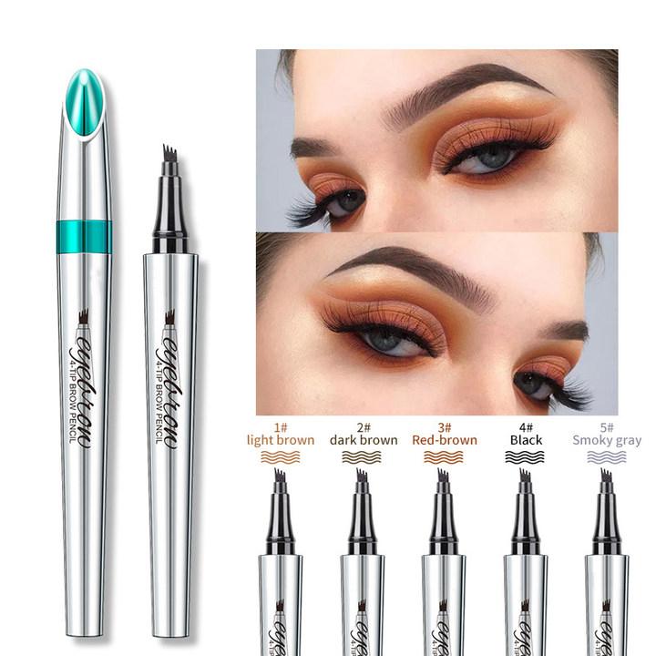 Eyebrow Pencil with 4 Tip Microblade for Natural Eyebrow Makeup Eyebrow Microblading Pen Waterproof &Smudge-Proof