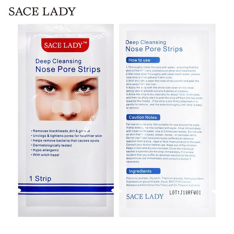 SACE LADY 24Pcs Deep Cleansing Nose Strips Blackhead Remover Clean Nose Pore Facial Peel Off Nose Masks