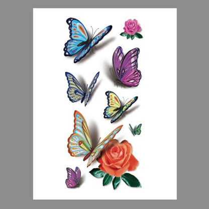 Butterfly & Flower Pattern Temporary Tattoo Sticker (1 Piece), Creative Design?Body Art for Women & Girls