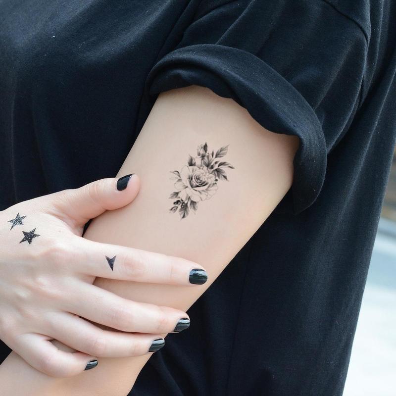 Long Lasting Temporary Tattoos (1 Piece), Flower Pattern Tattoo Stickers For Party Makeup Show