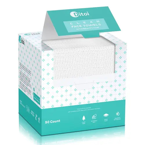 Ditoi Disposable Face Towels, Daily Facial Tissues, Super Soft and Thick Face Towels XL, Makeup Remover Dry Wipes, Facial Clean Cloths for Sensitive Skin, 10"¡Á12" 50 Count (1 Pack) Skincare Smooth Comfort Cleansing