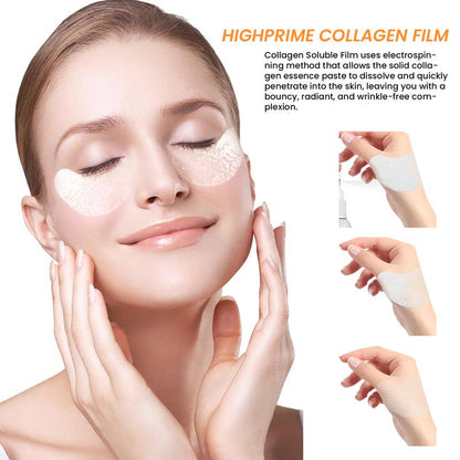 EELHOE Dermance Highprime Collagen Soluble Film,Solid Essence Paste for Anti-Aging Effects Lifting Firming Moisturizing Hyaluronic Face Mask, Smooths Out Fine Lines Anti Wrinkle Patches, Lighten Dark Circles and Bags Under the Eyes