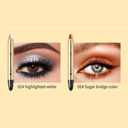 1 Count 2 in 1 Double-ended Highlighter Eyeshadow Stick, Natural Pearlescent Fine Sparkling Contouring Eyeliner Lying Silkworm Pen, Eye Brightening Makeup Stick