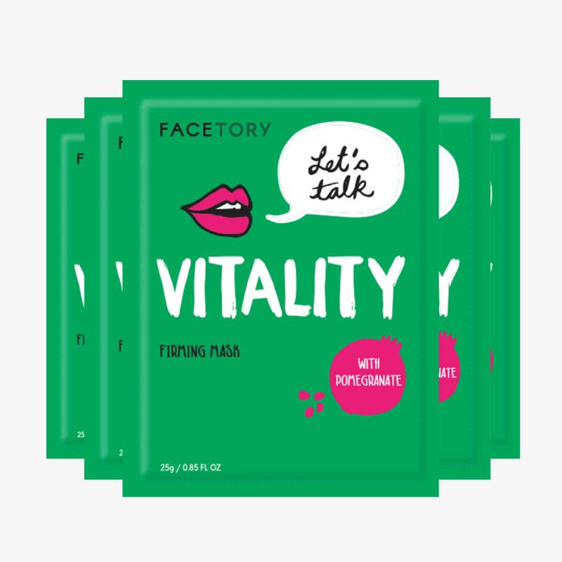 Let's Talk Vitality Sheet Mask - with Pomegranate Extract - Firming, Lifting, & Hydrating - Pack of 5