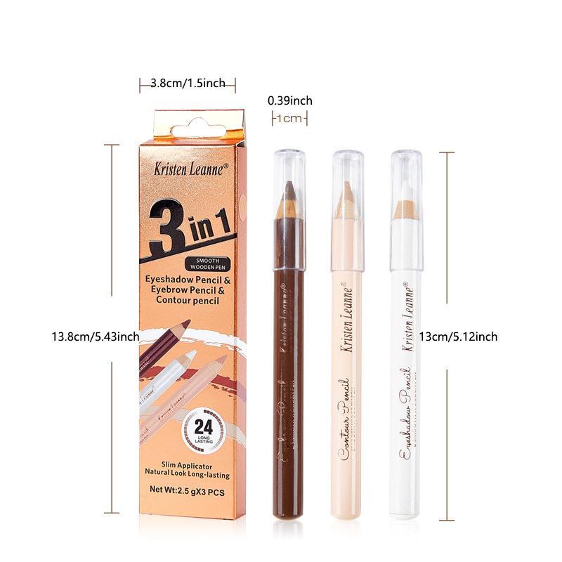 3 in 1 Eyebrow Pencil, 3pcs/set Waterproof Long Lasting Eyebrow Pencil, Eye Makeup Tool for Women