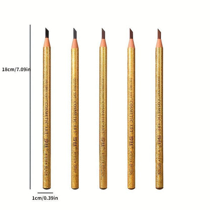 Cosmetic Supplies,?5pcs Waterproof Long Lasting Eyebrow Pencil, Brow Styling Brush, Brow Shading & Filling Pencil, Brow Brush Makeup Tool, Eye Brow Makeup Product