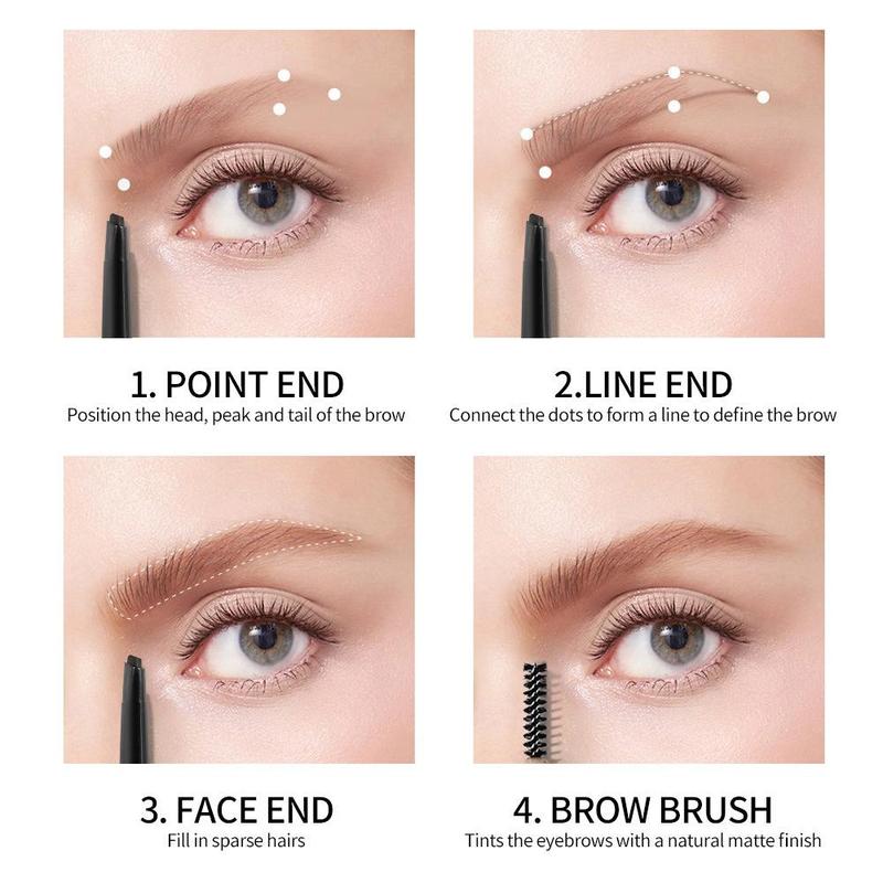 Waterproof Eyebrow Pencil (12pcs/set), Easy Coloring Eye Brow Pen Including 4 Colors, Lightweight Brow Shading & Filling Pencil for Daily Makeup