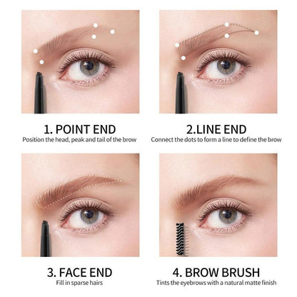 Waterproof Eyebrow Pencil (12pcs/set), Easy Coloring Eye Brow Pen Including 4 Colors, Lightweight Brow Shading & Filling Pencil for Daily Makeup