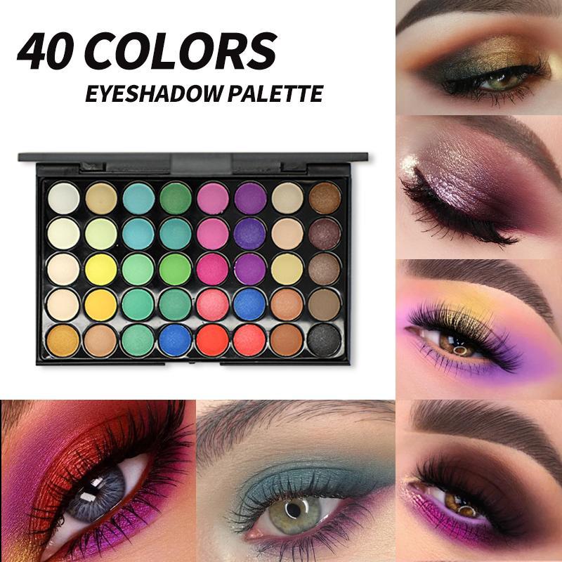 40-color Eyeshadow Palette, Matte and Glitter Eye Shadows Palette, Long Lasting Shimmering Eye Shadow Makeup Products, High Pigmented Blendable Eyeshadow Powder