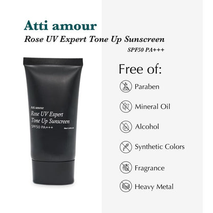 Rose U V Expert T O N E Up S u n s c r e e n, 1000 Roses, SPF 50 Mineral S u n s c r e e n , Skin Barrier Defense, Gentle & Soothing, for Sensitive Skin -1.01 Fl Oz