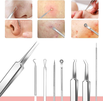 8 Pcs Blackhead Remover Whitehead Blemish Removal Tool Pimple Popper Tool Kit