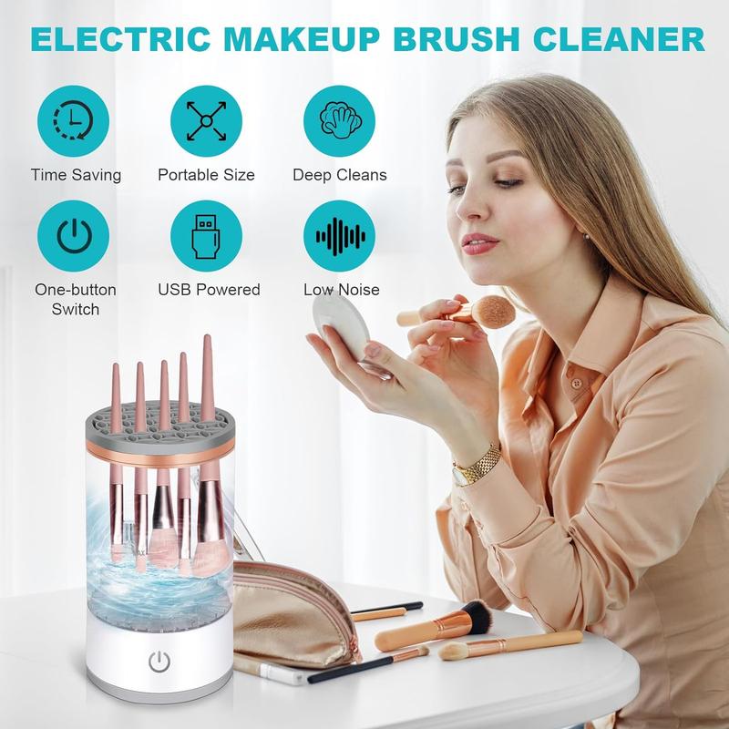 Electric Makeup Brush Cleaner, Automatic Electric Makeup Brush Cleaning Machine, Back to School?Makeup Brush Cleaning Tool for All Sizes Makeup Brushes