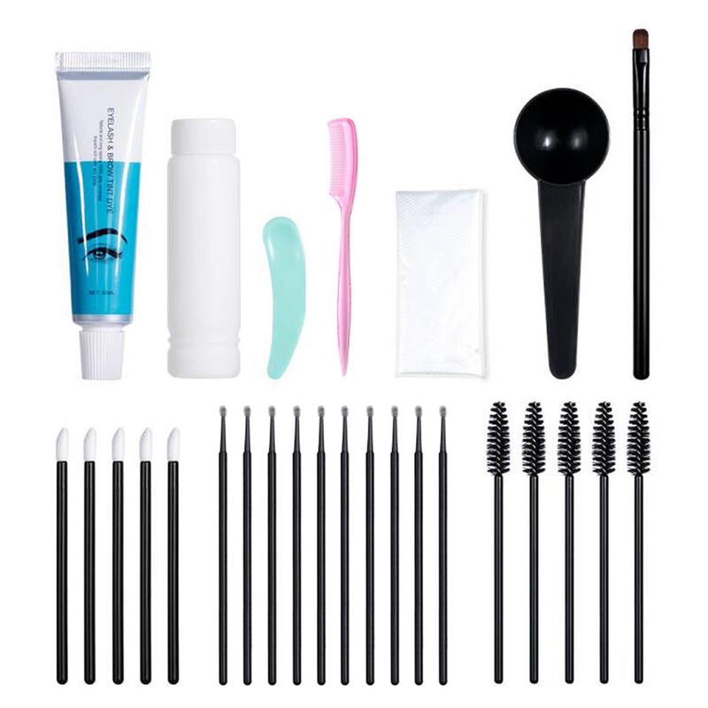 Eyebrow & Eyelash Tinting Kit, 10pcs/set Long Lasting Eyebrow Tinting Cream & Eyebrow Brush & Eyebrow Makeup Tool, Professional Eye Makeup Tool, for Salon Home Use