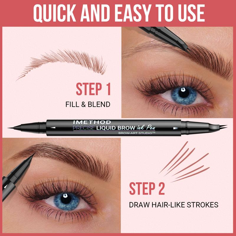 iMethod Curved Eyebrow Pen - Eyebrow Pencil Magical 2-in-1 Dual-Ended Eye Brow Pencils for Women with Fork-Tip & Precise Brush-Tip Create Natural Hair-Like Brows, Last All-Day