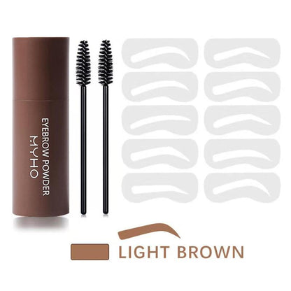 1 Set Eyebrow Power Kit, Including Eyebrow Powder & Eyebrow Brush & Stencil Tool, Natural Matte Eyebrow Makeup Product For Quick Makeup For Daily